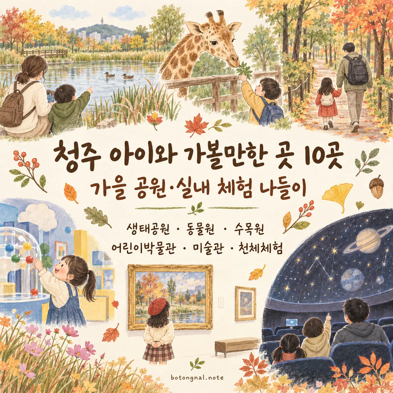 청주 아이와 가볼 만한 곳 10곳|가을 공원·동물원·실내 체험 추천