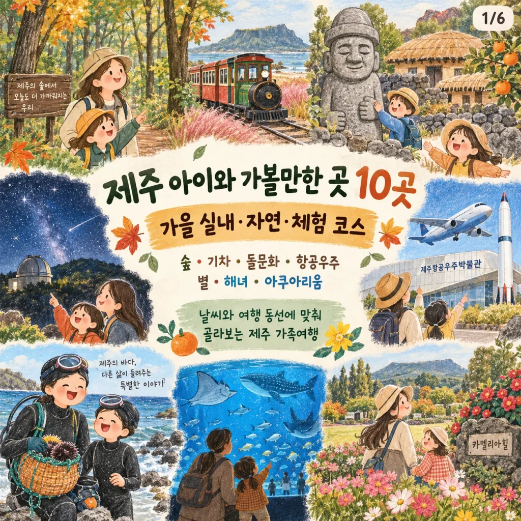 제주 아이와 가볼 만한 곳 10곳 가을 실내·자연·체험 코스 대표 이미지