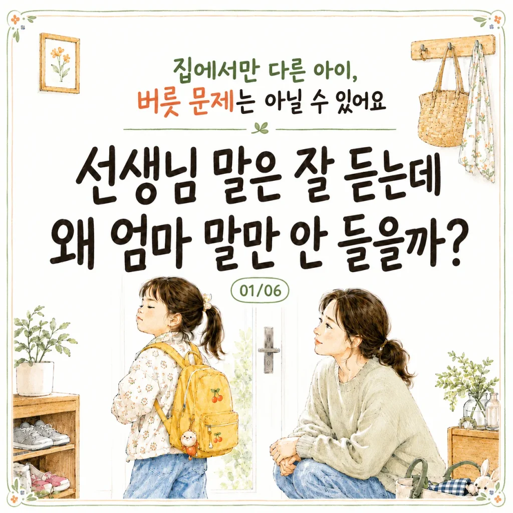 엄마 말 안 듣는 아이 선생님 말은 잘 듣는데 왜 엄마 말만 안 들을까 표지 카드