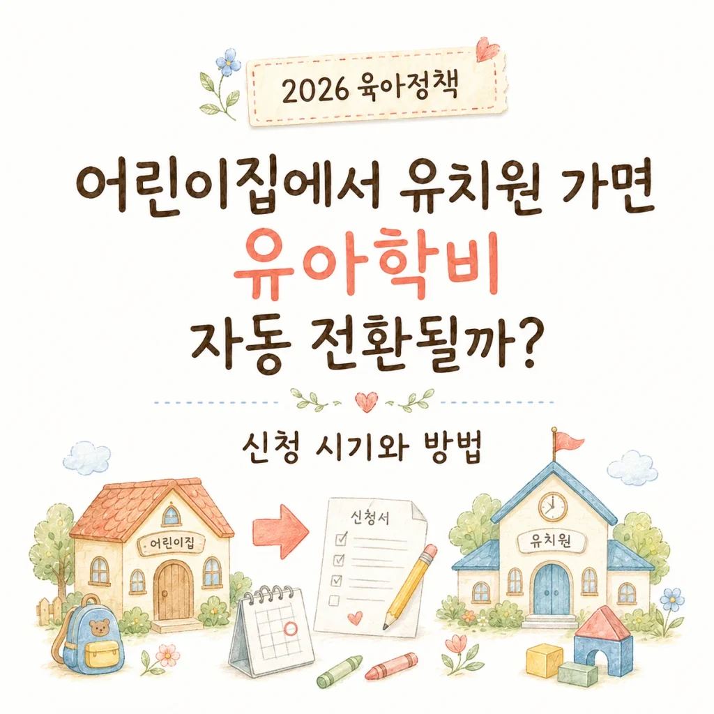 어린이집에서 유치원 가면 유아학비 자동 전환될까 안내 카드