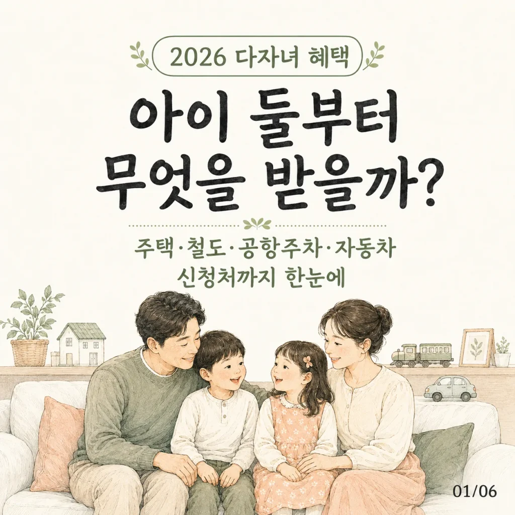 2026 다자녀 혜택 아이 둘부터 무엇을 받을까 표지 카드