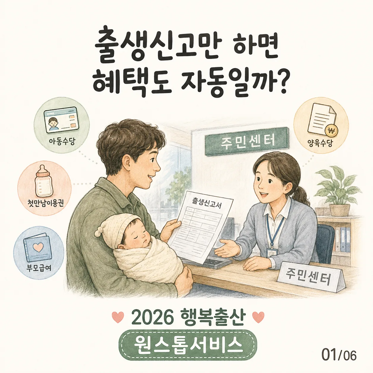 2026 행복출산 원스톱서비스 표지 카드: 출생신고하면 혜택도 자동일까?