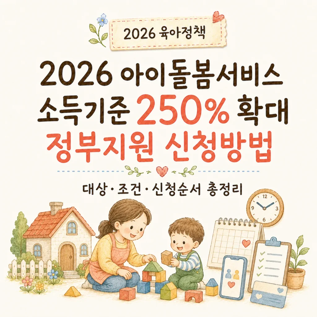 2026 아이돌봄서비스 소득기준 250% 확대와 정부지원 신청방법 대표 카드
