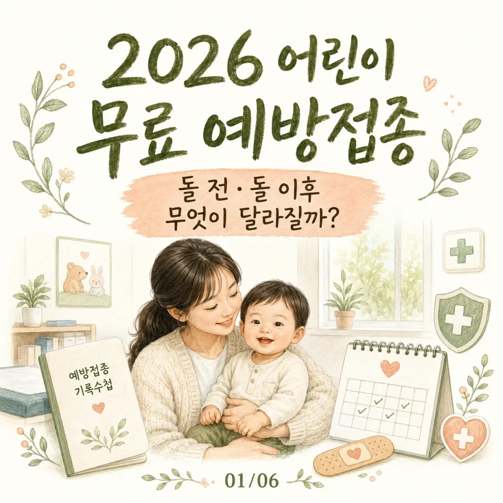 2026 어린이 무료 예방접종 돌 전 돌 이후 일정 카드