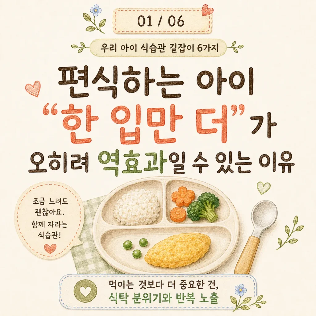 아이 편식 고치기 한 입만 더가 오히려 역효과일 수 있는 이유 표지 카드