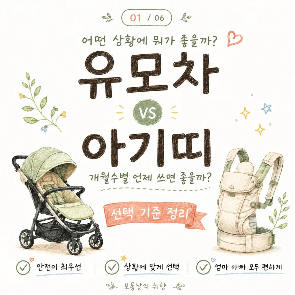 유모차 vs 아기띠 개월수별 언제 쓰면 좋을까 대표 카드