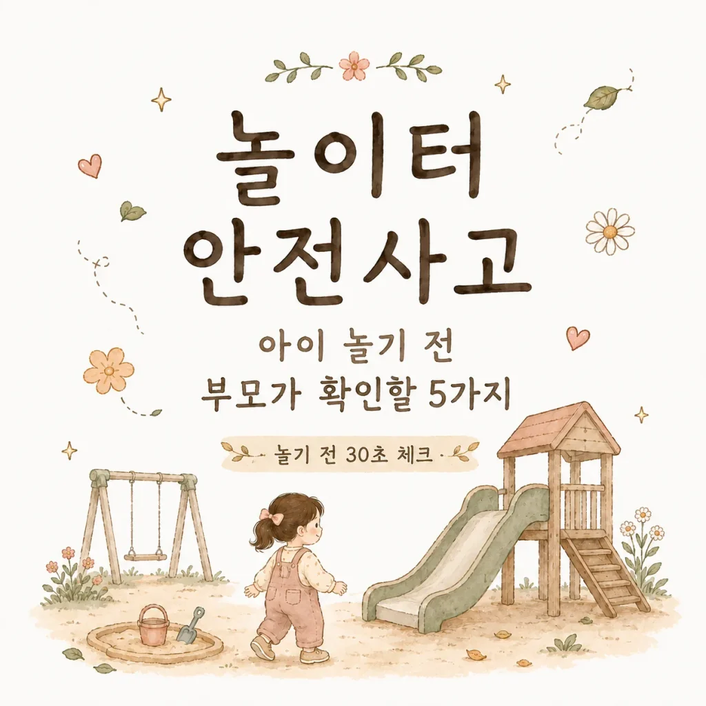 놀이터 안전사고 예방 아이 놀기 전 부모가 확인할 5가지 표지 카드