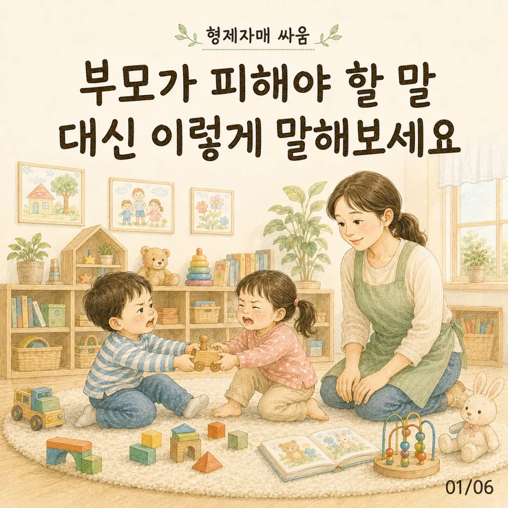 형제자매 싸움 부모가 피해야 할 말 대신 이렇게 말해보세요 표지 카드