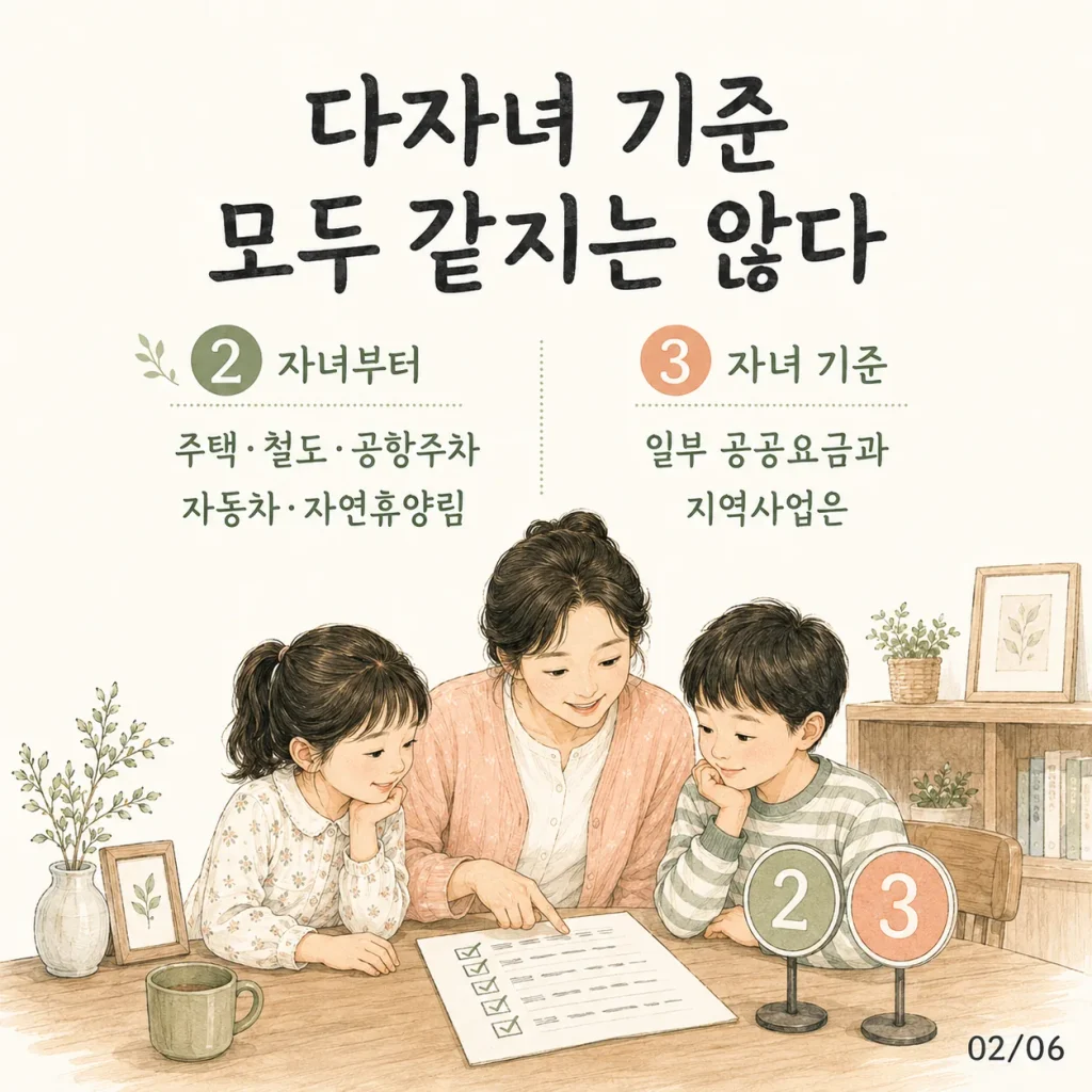 다자녀 혜택 제도별 2자녀·3자녀 기준 카드