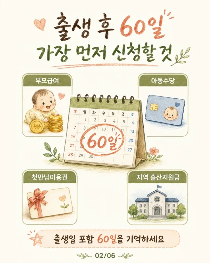 출생 후 60일 가장 먼저 신청할 육아지원 부모급여 아동수당 첫만남이용권 카드