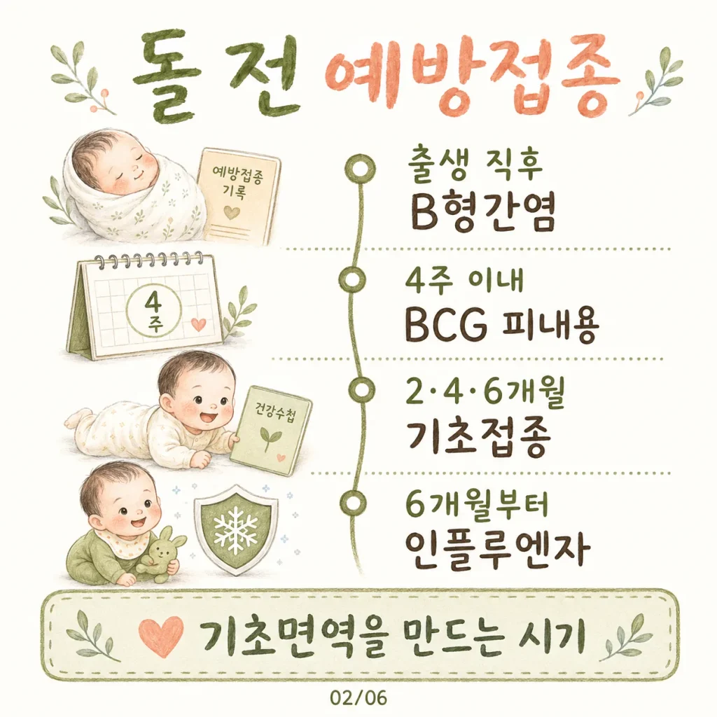 어린이 무료 예방접종 돌 전 일정 B형간염 BCG 2·4·6개월