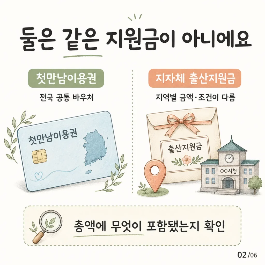첫만남이용권과 지자체 출산지원금은 다른 지원금 카드