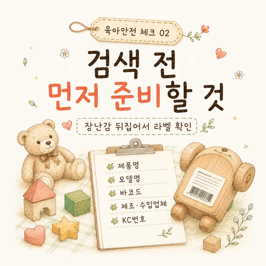 장난감 리콜 검색 전 먼저 준비할 것 제품명 모델명 바코드