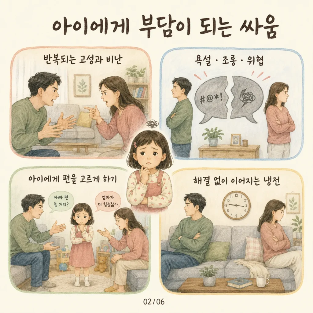 아이 앞에서 부부싸움 아이에게 부담이 되는 싸움 비교