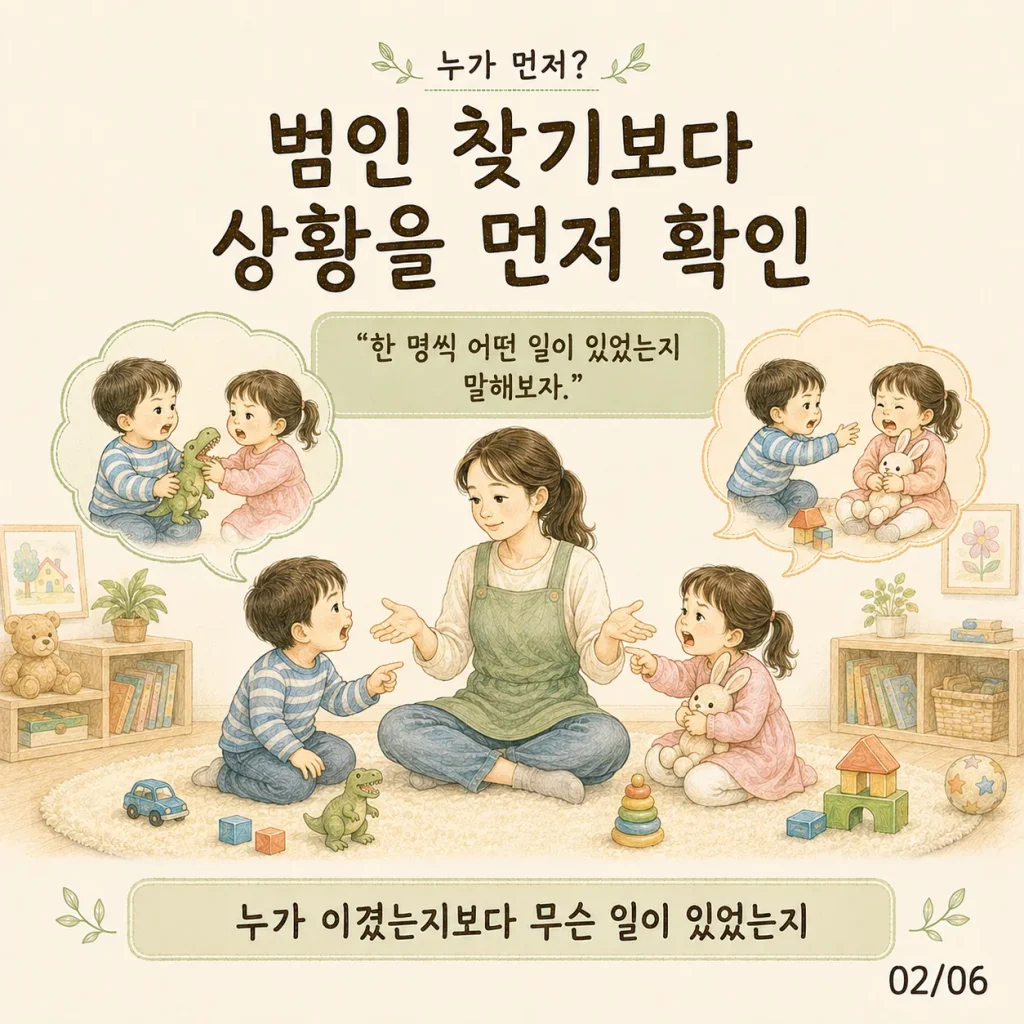 누가 먼저 그랬어 대신 범인 찾기보다 상황을 먼저 확인하기 카드