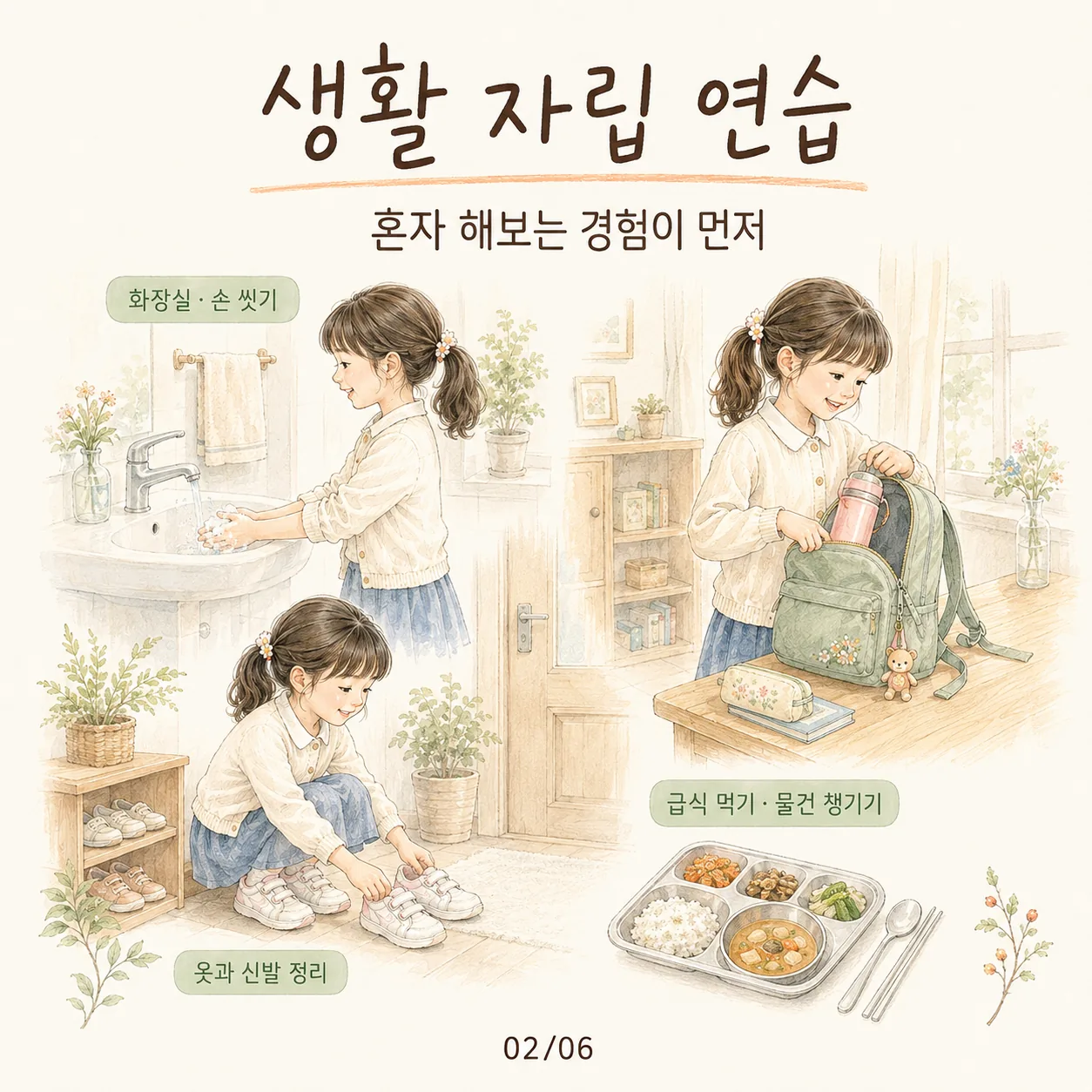 초등학교 입학 준비 생활 자립 연습 카드