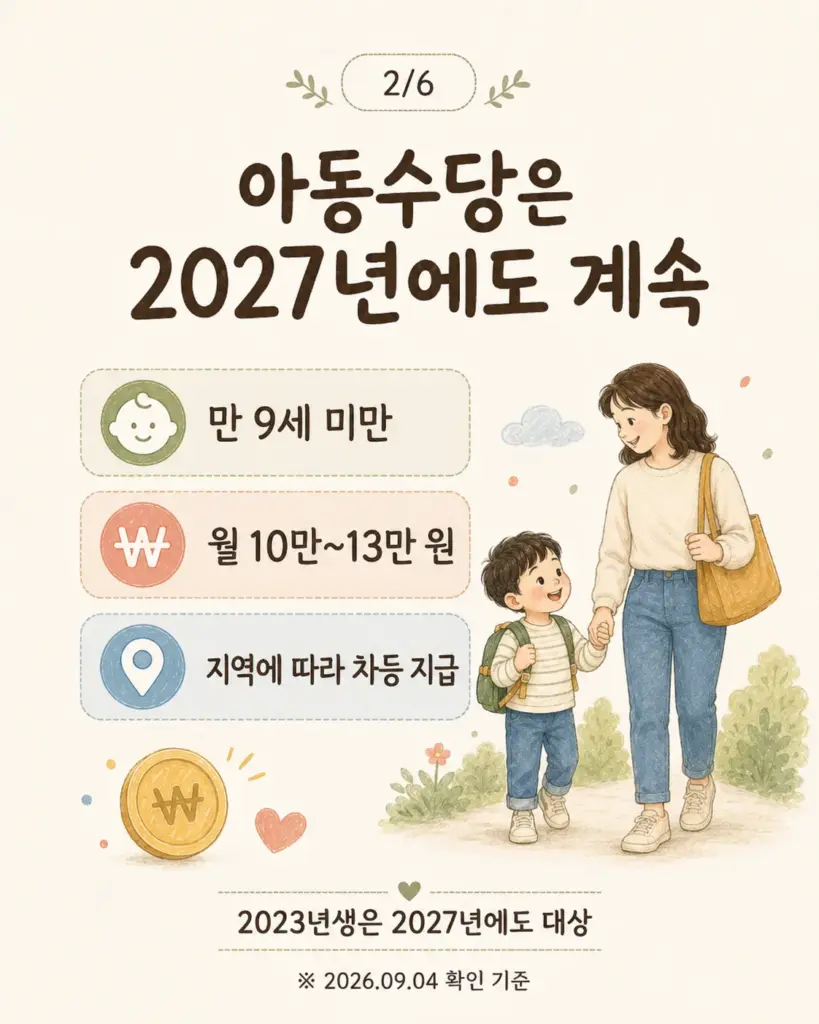2027년에도 계속 받는 아동수당 카드