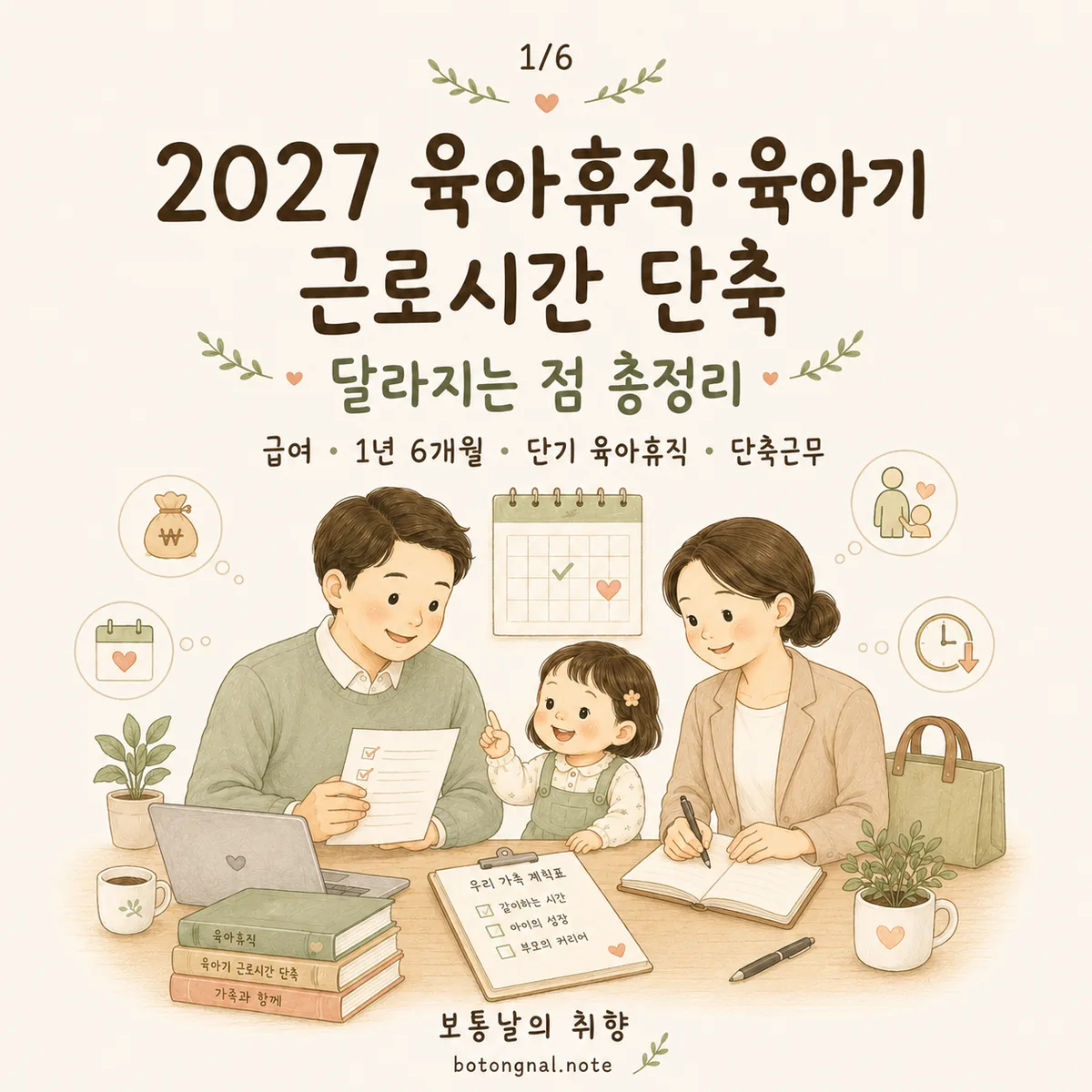 2027 육아휴직·육아기 근로시간 단축 달라지는 점|급여·1년 6개월·단기 육아휴직 총정리