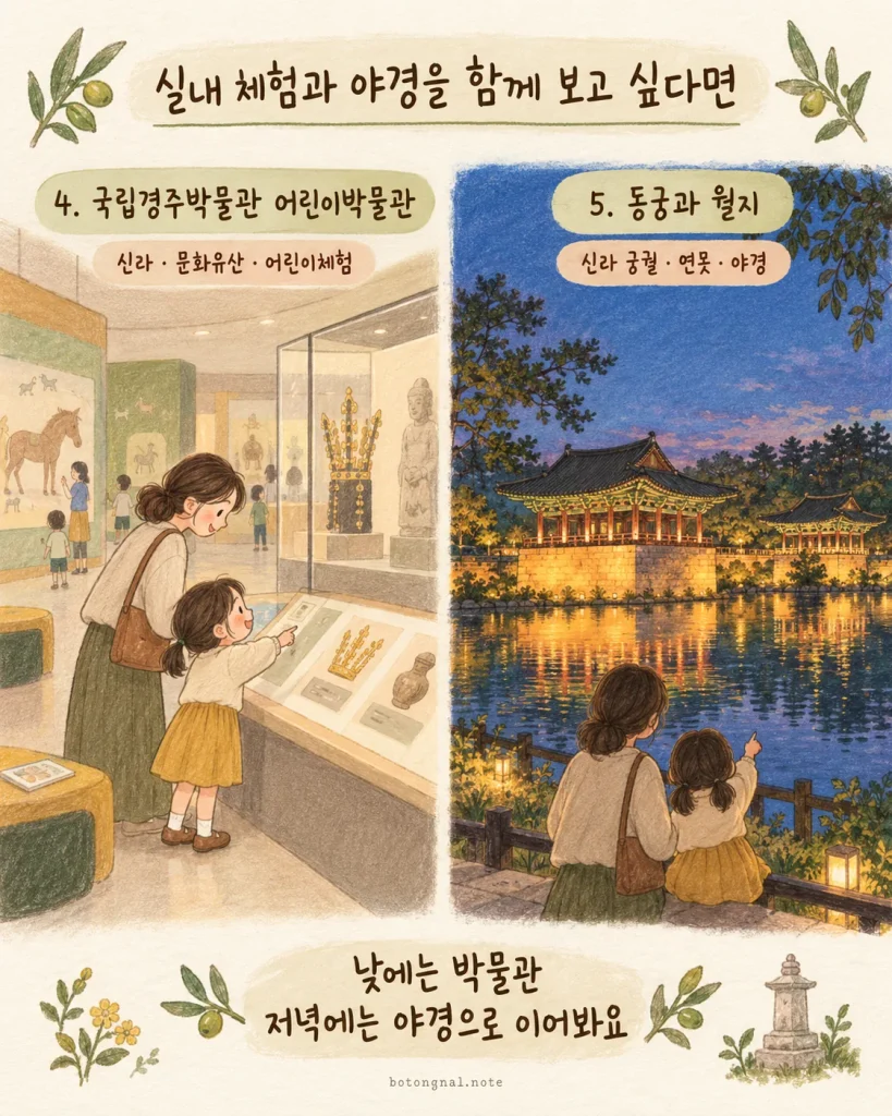 국립경주박물관 어린이박물관과 동궁과 월지 야경 안내 카드