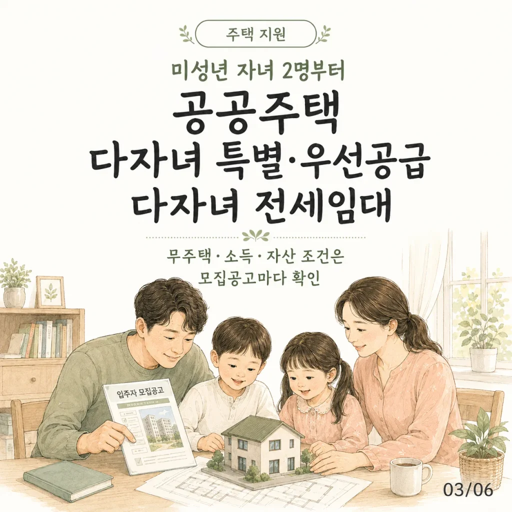 미성년 자녀 2명 이상 공공주택 다자녀 특별공급 카드