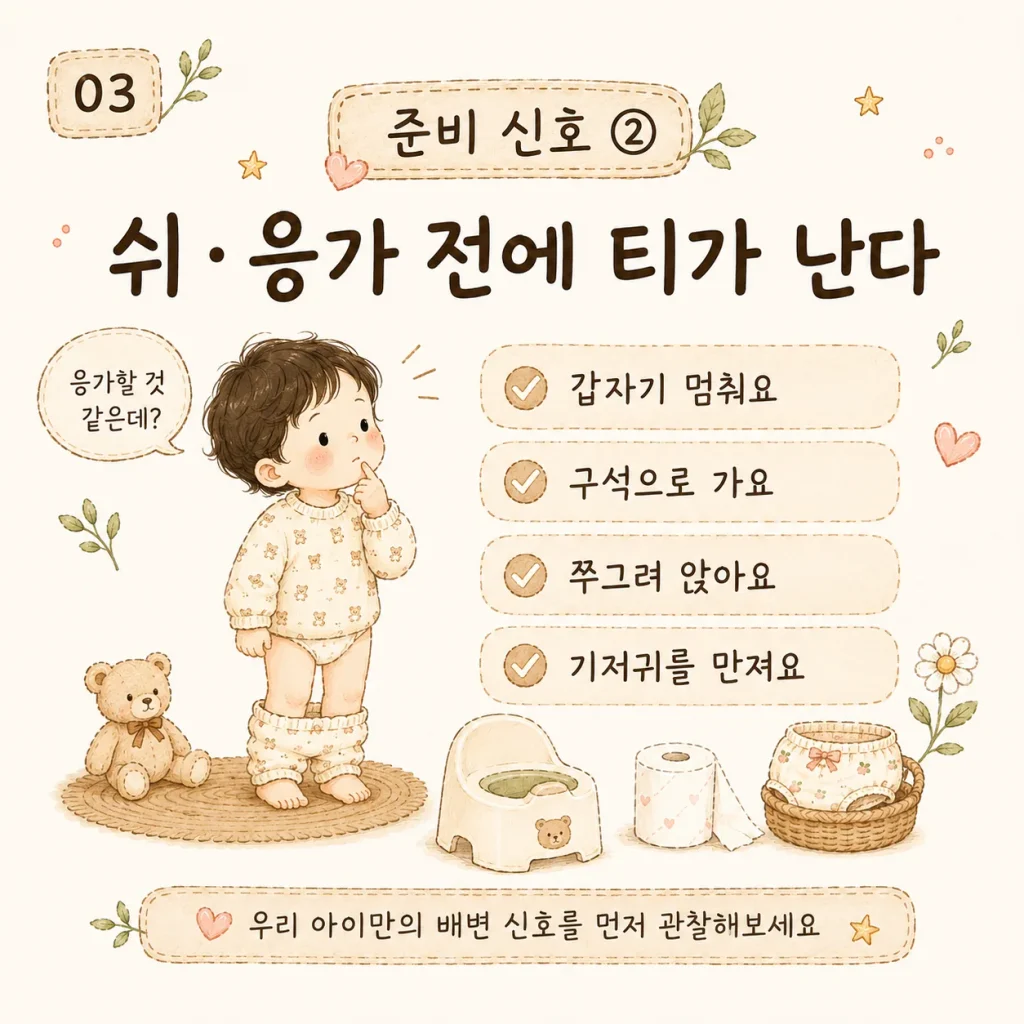 준비 신호 ② 카드: 쉬·응가 전에 티가 난다