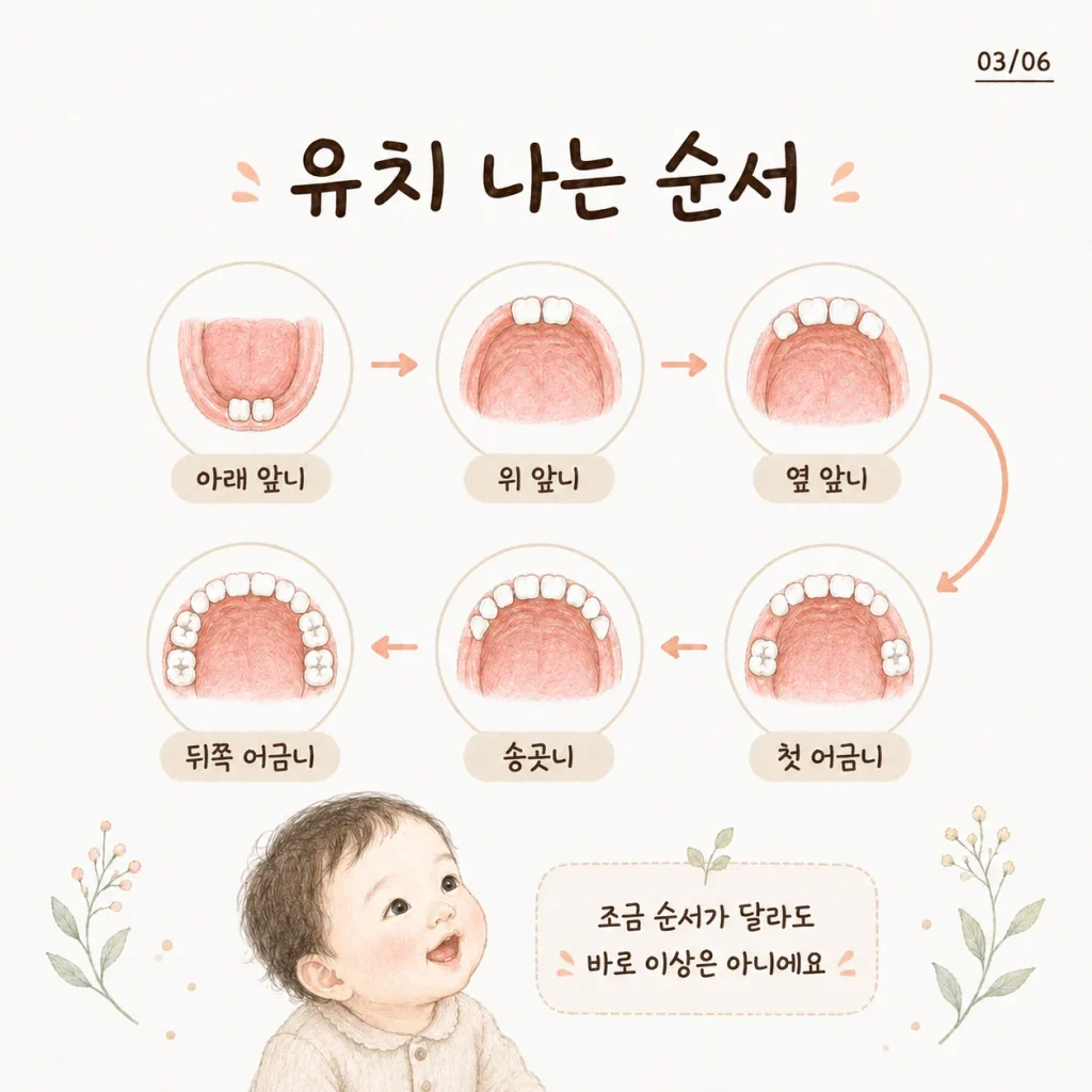 아기 유치 나는 순서 카드
