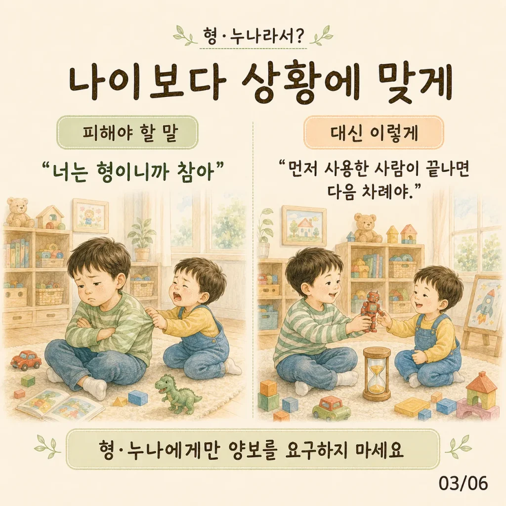 형이니까 참아 대신 나이보다 상황에 맞게 차례 정하기 카드