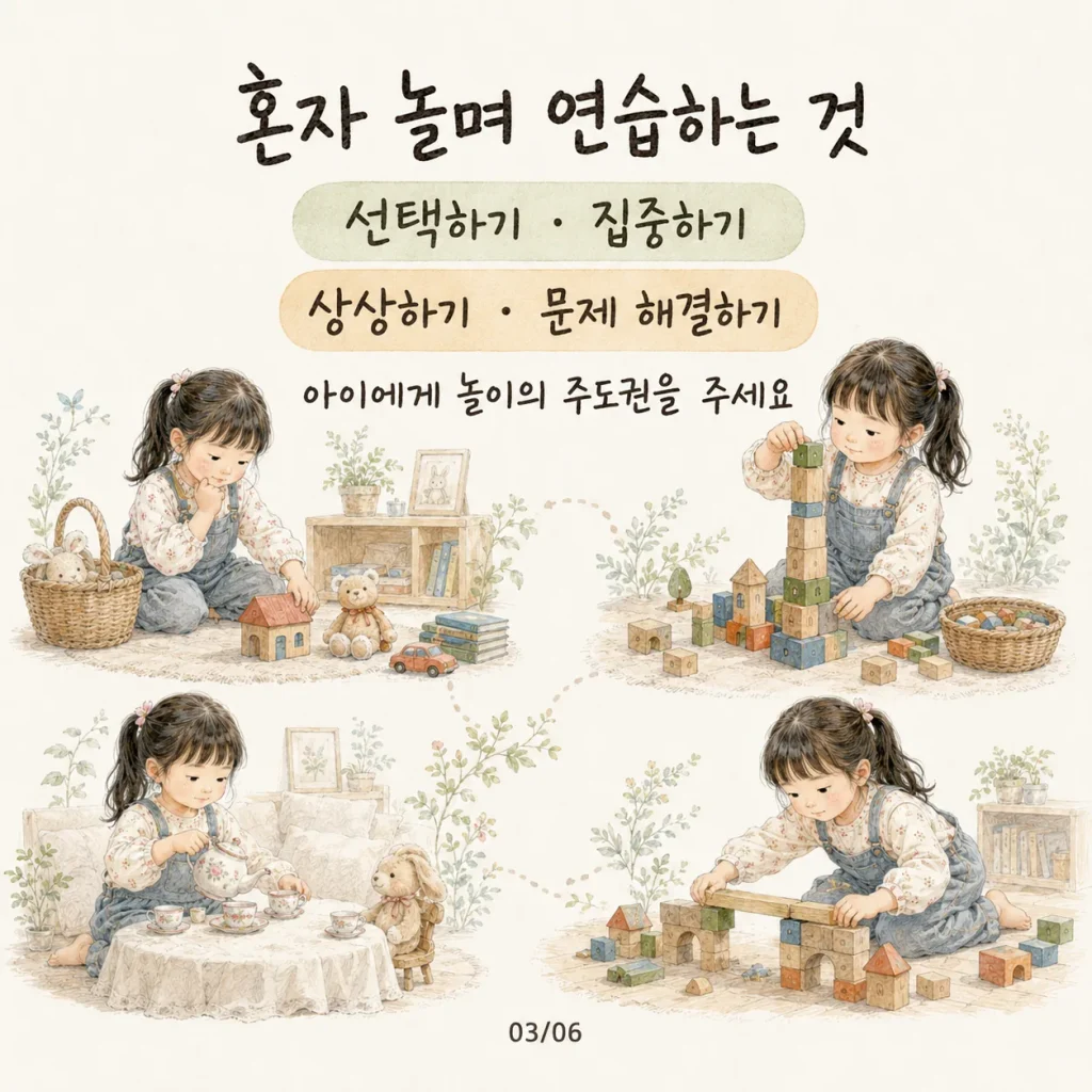 혼자 놀며 연습하는 것 선택하기 집중하기 상상하기 문제 해결하기 카드