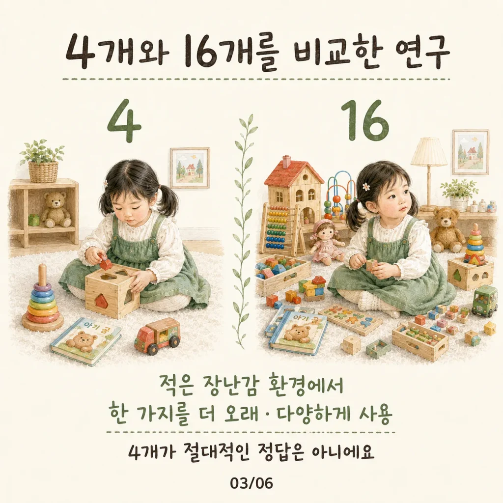 장난감 4개와 16개를 비교한 연구 결과