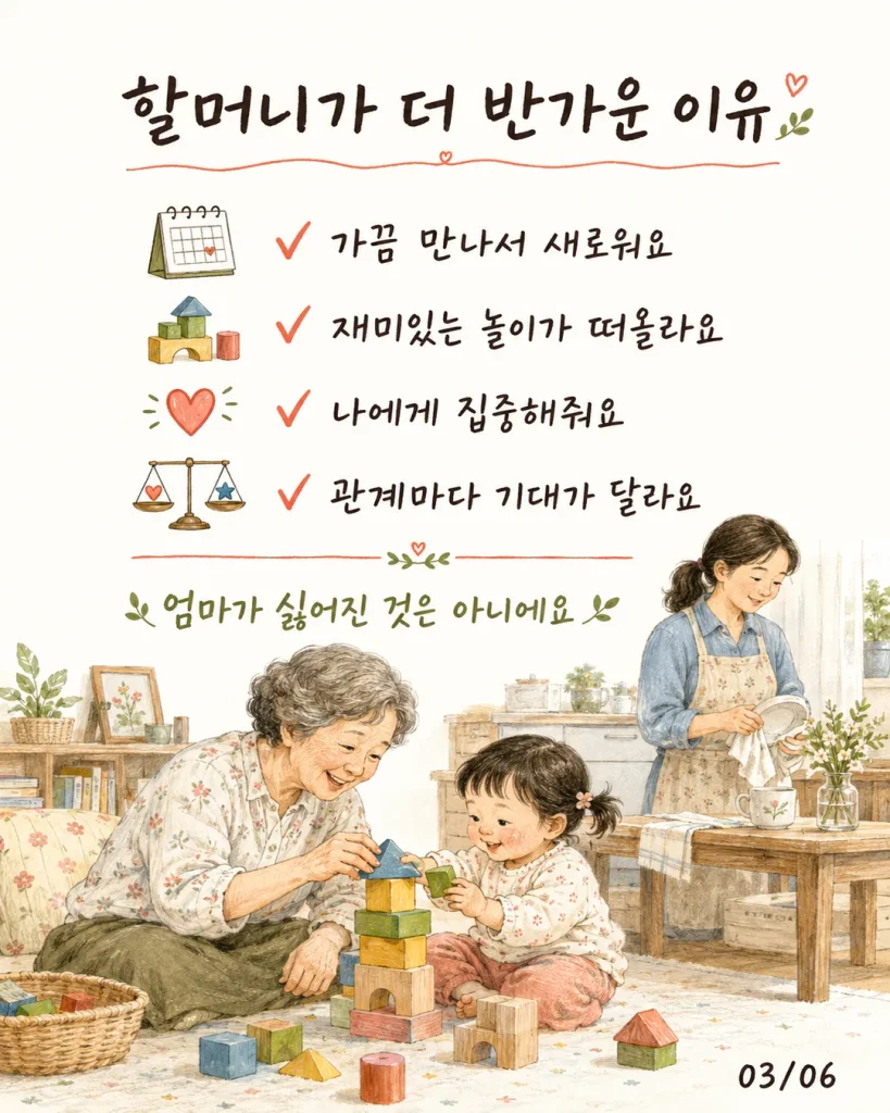 할머니만 찾는 아이 할머니가 더 반가워 보이는 이유