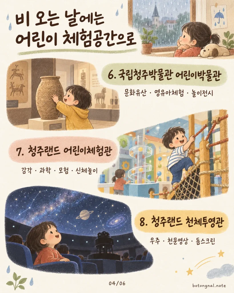 비 오는 날 청주 아이와 가볼 만한 곳 실내 체험공간 카드