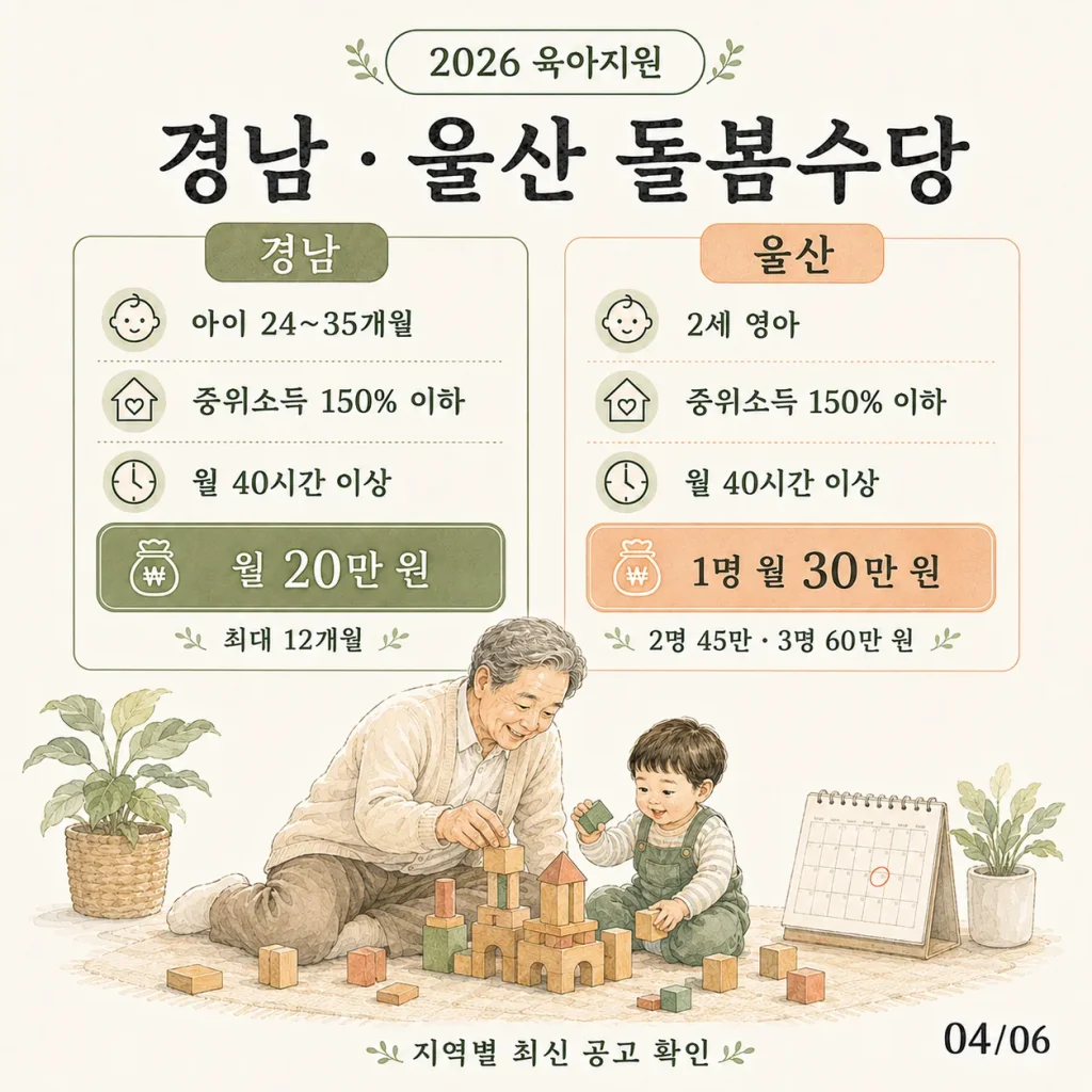경남형 손주돌봄수당 월 20만 원 지원 기준 카드
