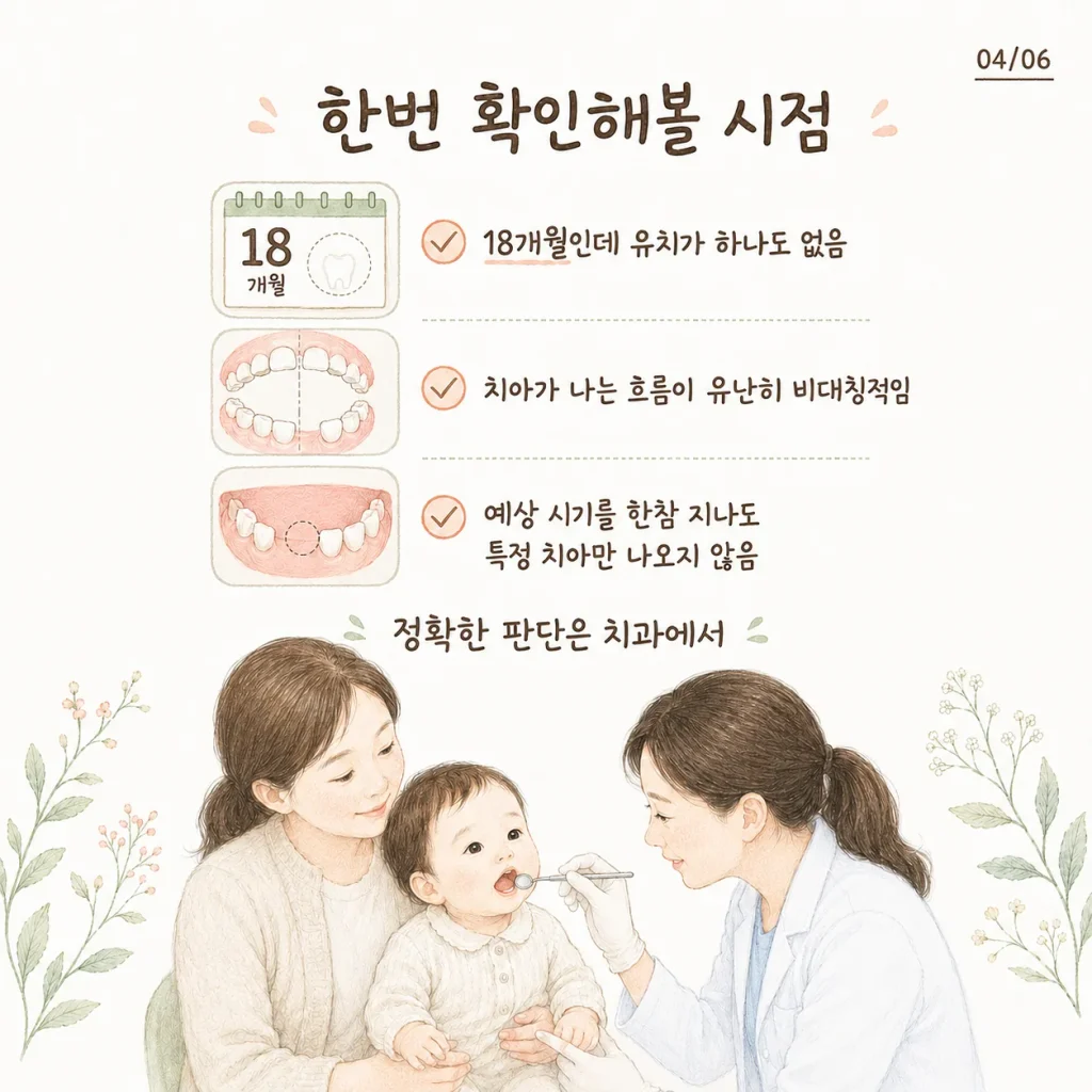 아기 첫니 늦을 때 한번 확인해볼 시점 카드