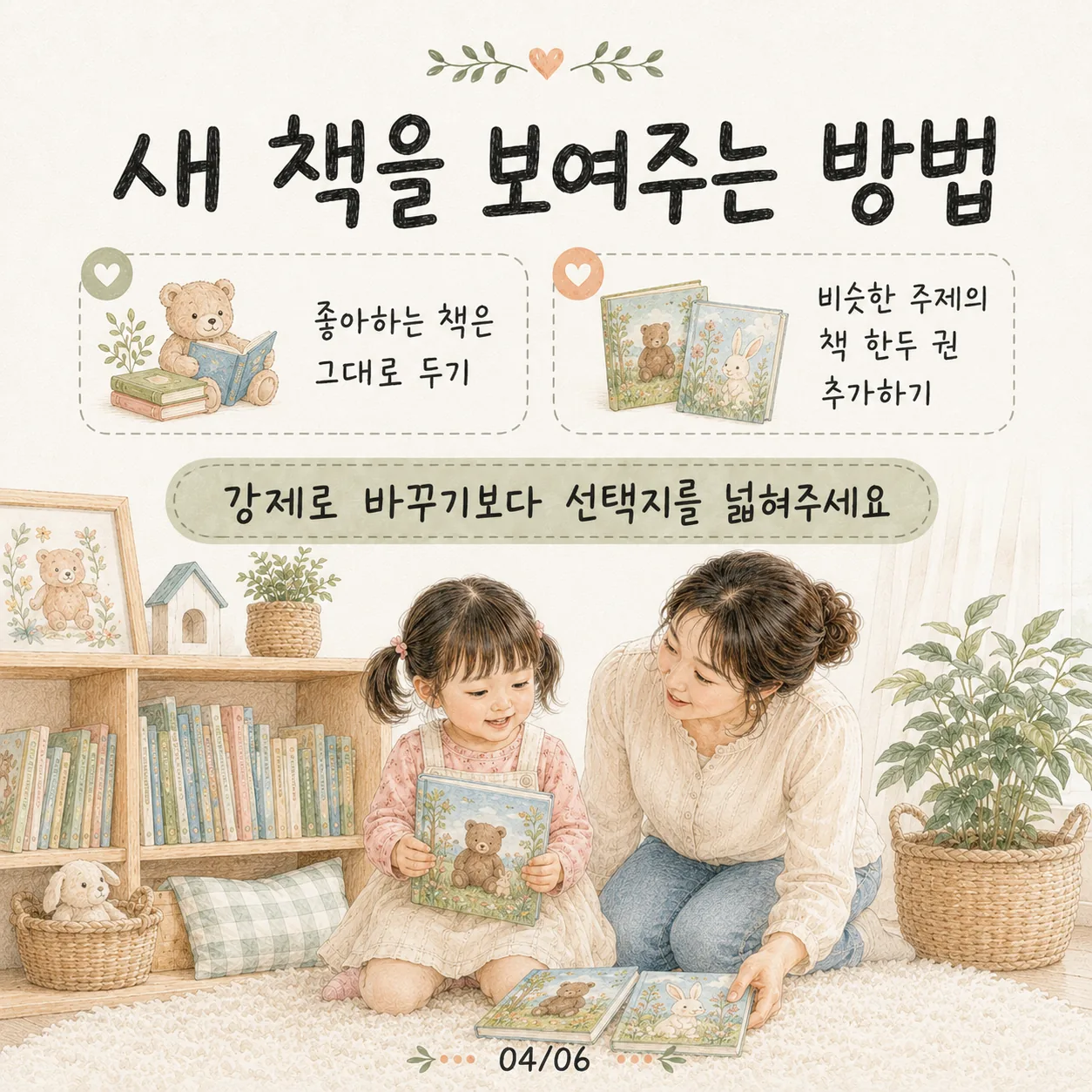 새 책을 보여주는 방법 카드 - 좋아하는 책은 그대로 두고 새 책 추가하기