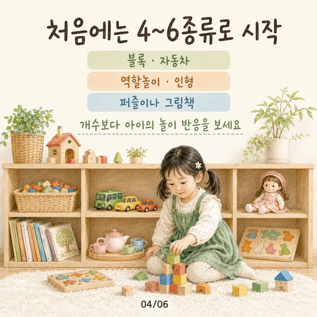 처음에는 장난감 4~6종류로 시작하기