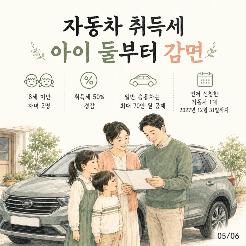아이 둘부터 자동차 취득세 감면 카드