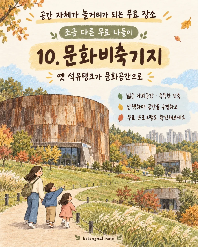 문화비축기지 야외 산책과 문화공간 안내 카드