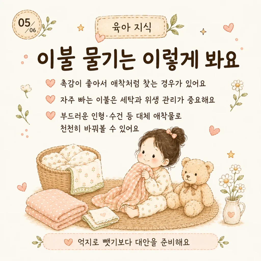 이불 물기는 이렇게 봐요 애착이불 관리 카드