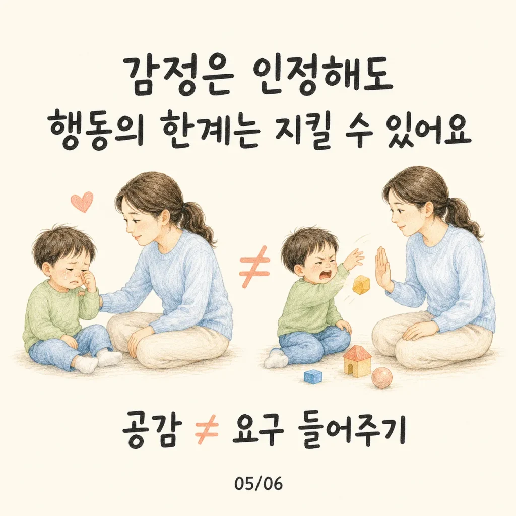 감정은 인정해도 행동의 한계는 지킬 수 있어요 공감과 요구 들어주기는 달라요 카드