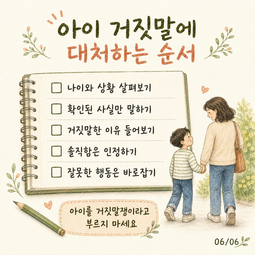 아이 거짓말 대처법 대처하는 순서 체크 카드