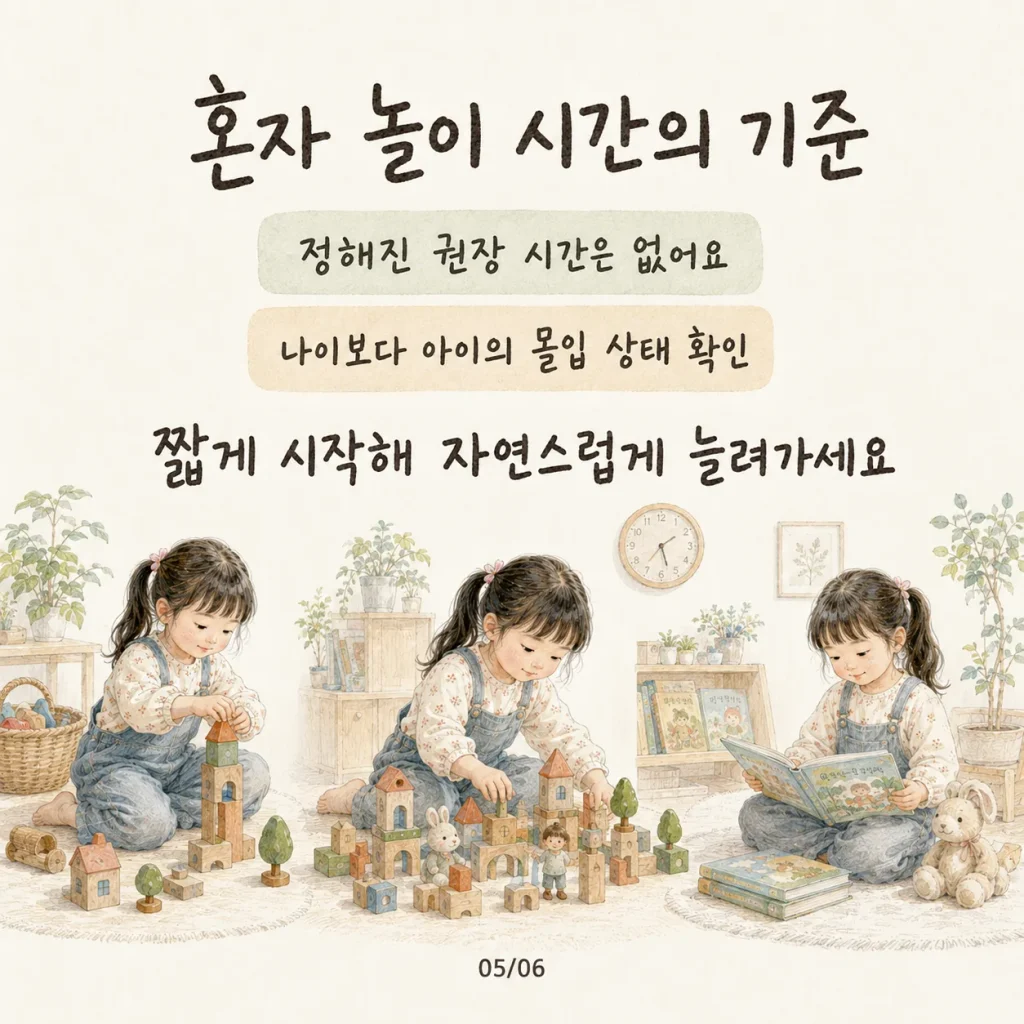 아이 혼자 놀기 시간 기준 정해진 권장 시간 없음 짧게 시작하기 카드