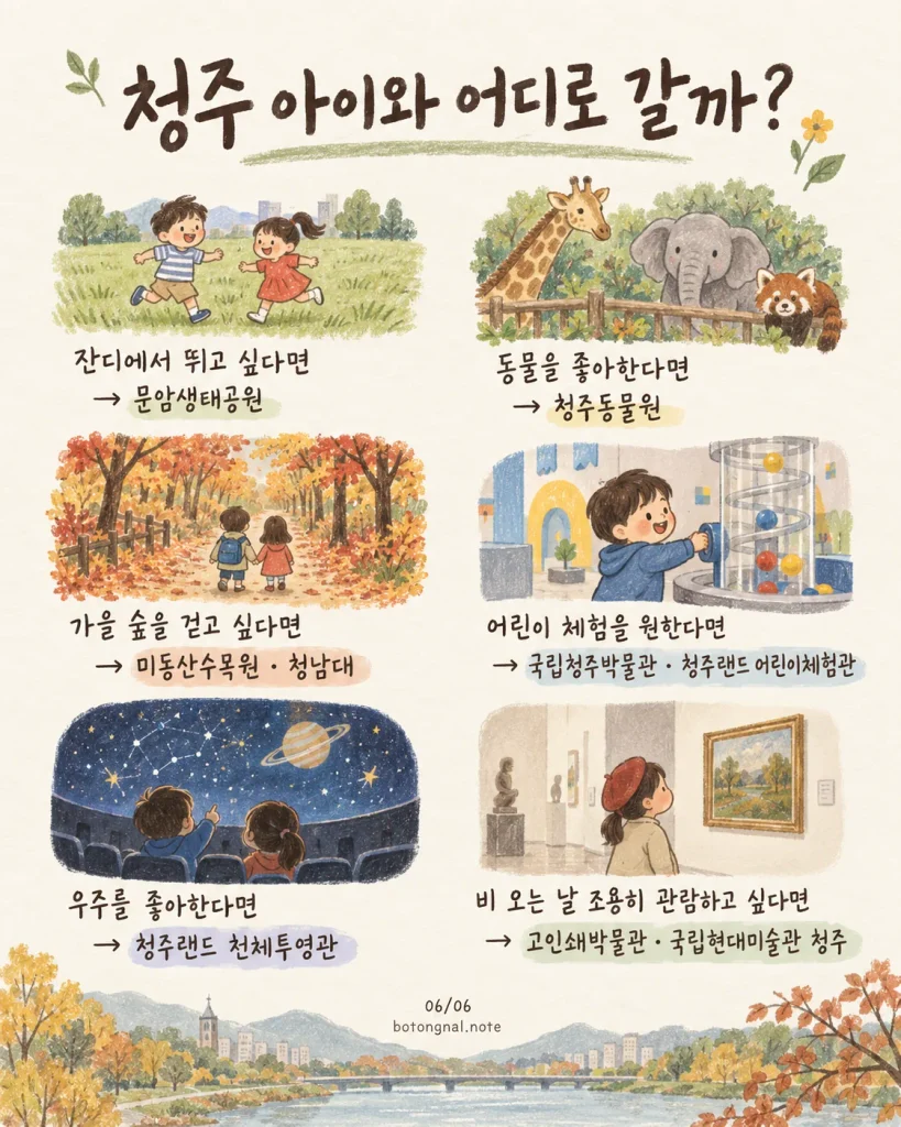 청주 아이와 가볼 만한 곳을 고르는 방법 카드