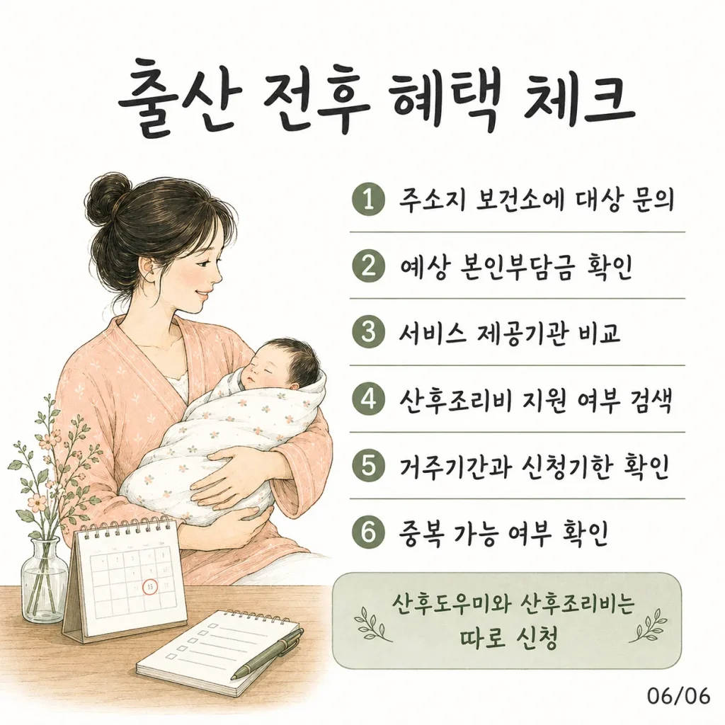 출산 전후 산후도우미 지원 산후조리비 혜택 체크 카드