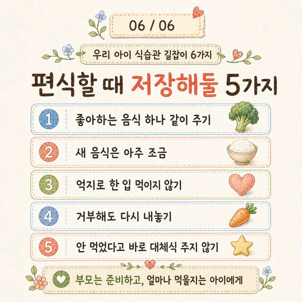 아이 편식 고치기 저장해둘 5가지 카드