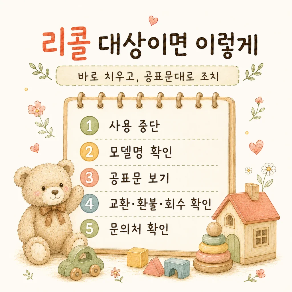 리콜 대상이면 사용 중단 모델명 확인 공표문 보기 교환 환불 회수