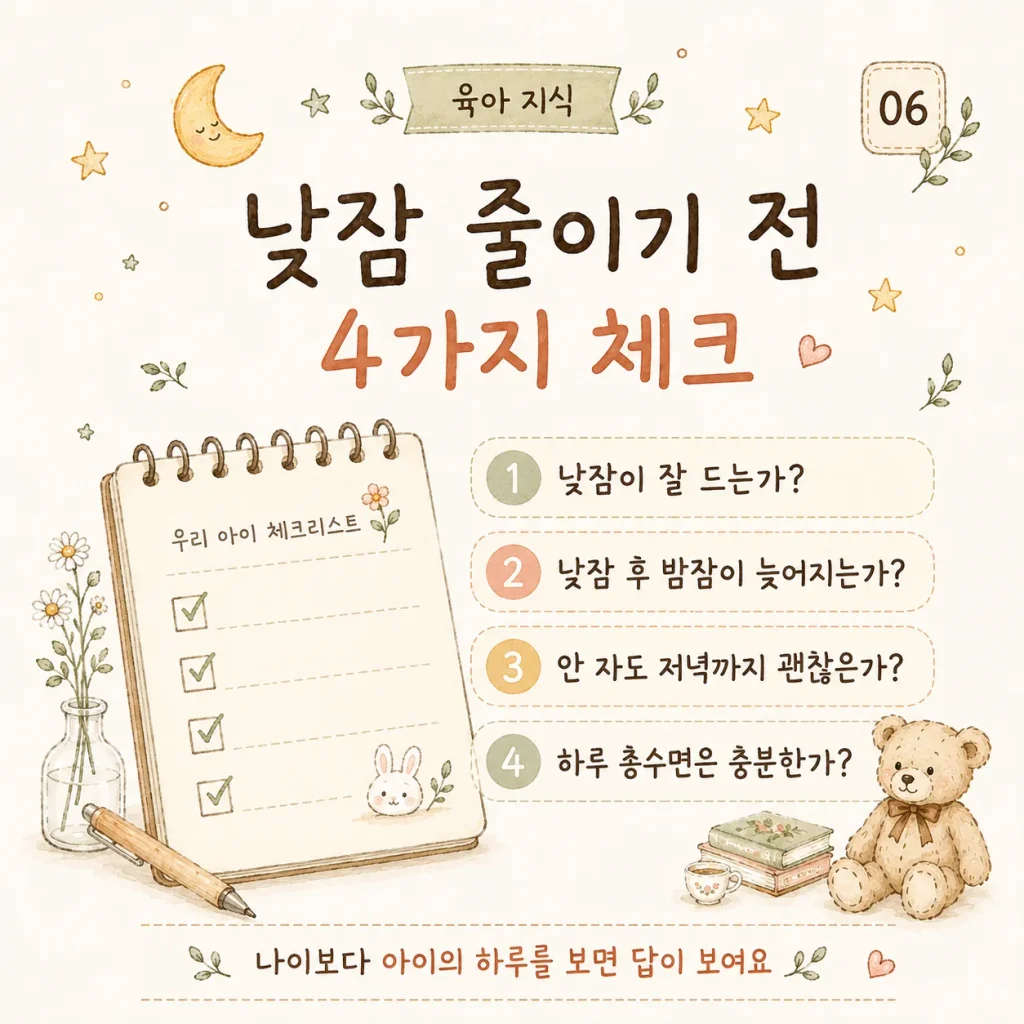 낮잠 줄이기 전 4가지 체크 카드
