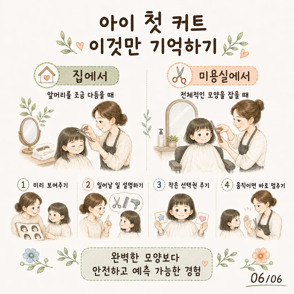 아이 첫 커트 집에서와 미용실에서 기억할 것 체크 카드