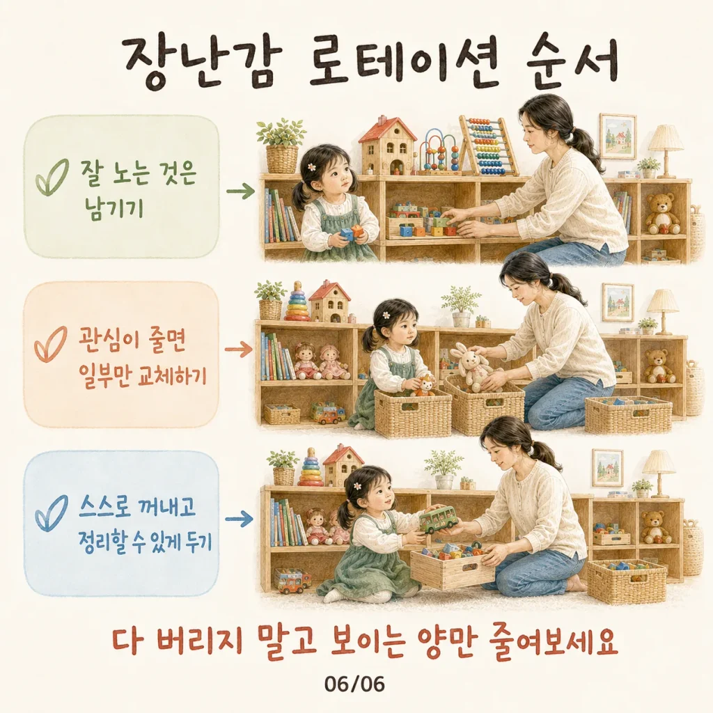 장난감 로테이션 순서 자주 노는 장난감 남기고 관심 줄어든 장난감 보관