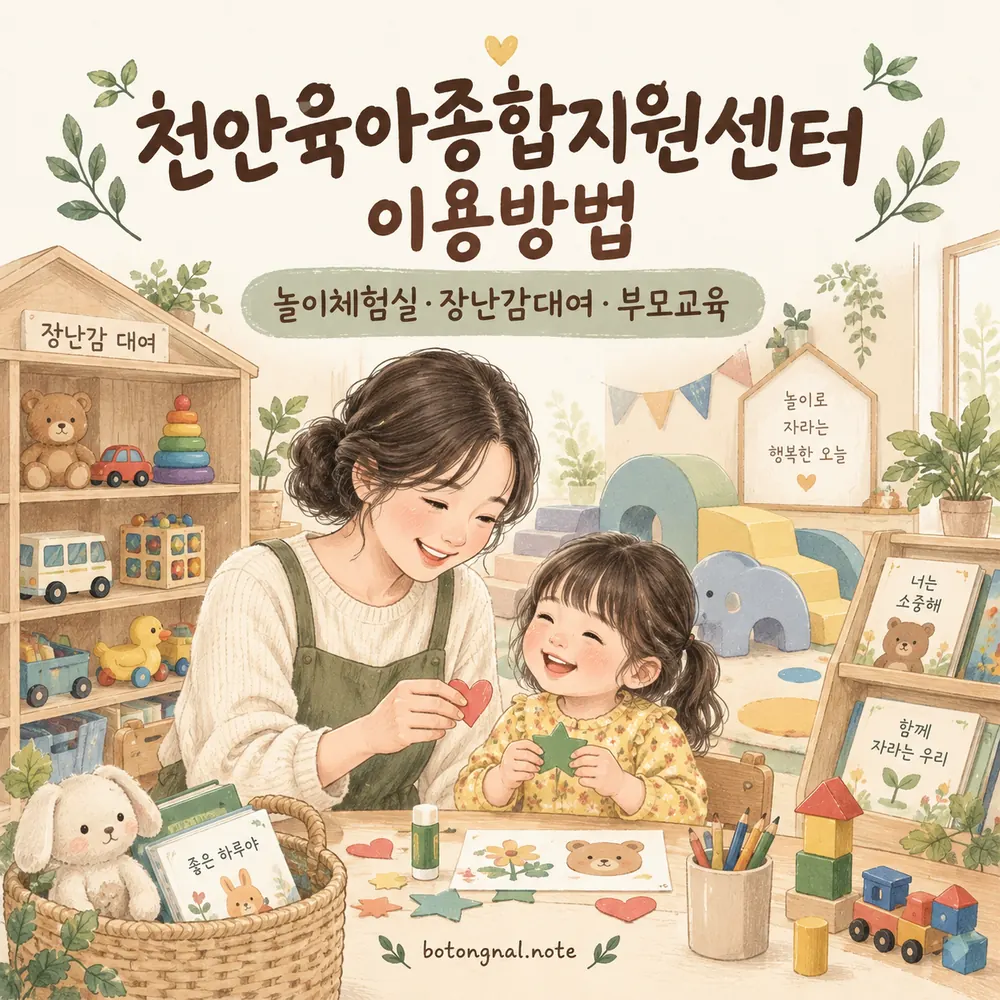 천안육아종합지원센터 이용방법|놀이체험실 예약·장난감 대여·부모교육 총정리