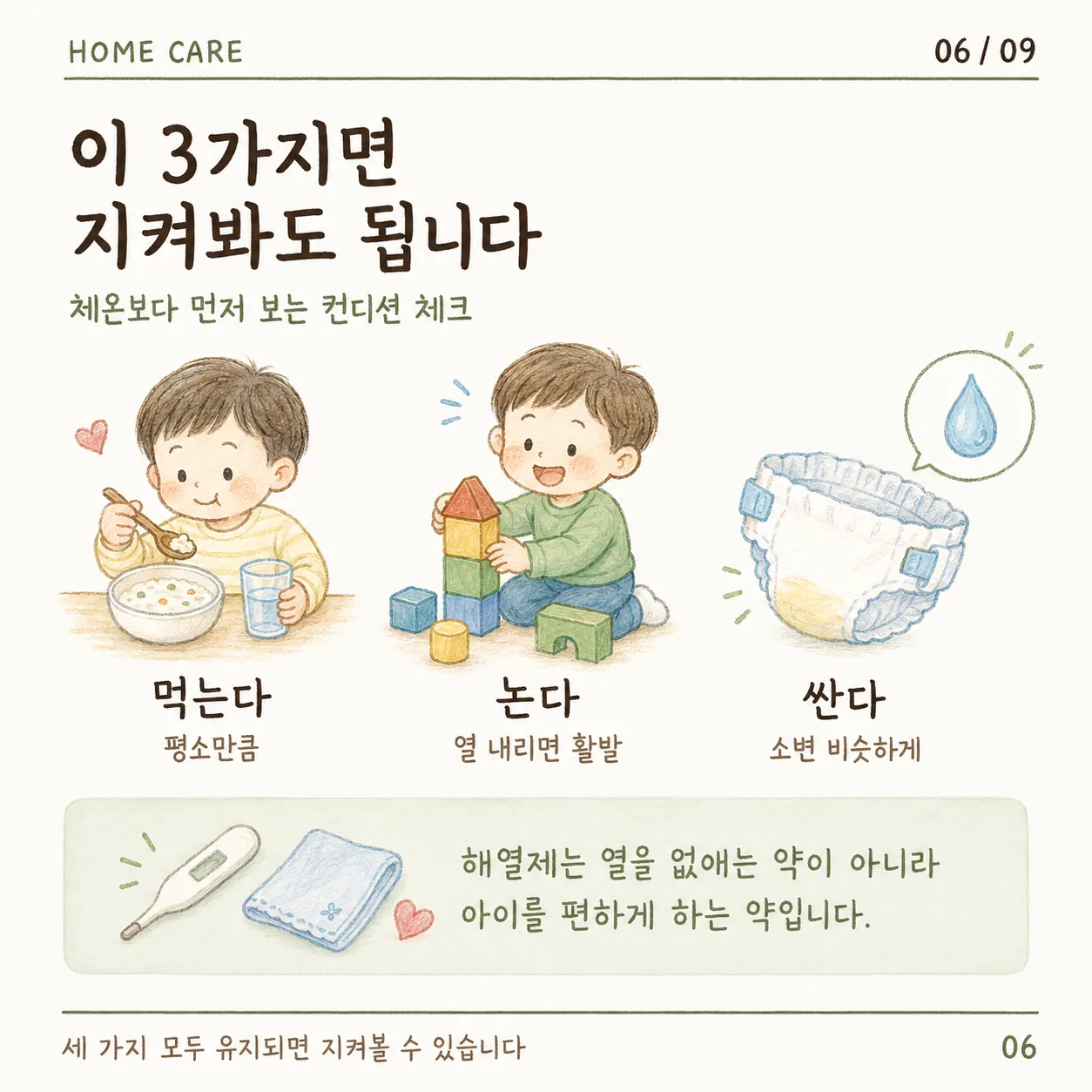 집에서 열을 관찰하는 홈케어 카드